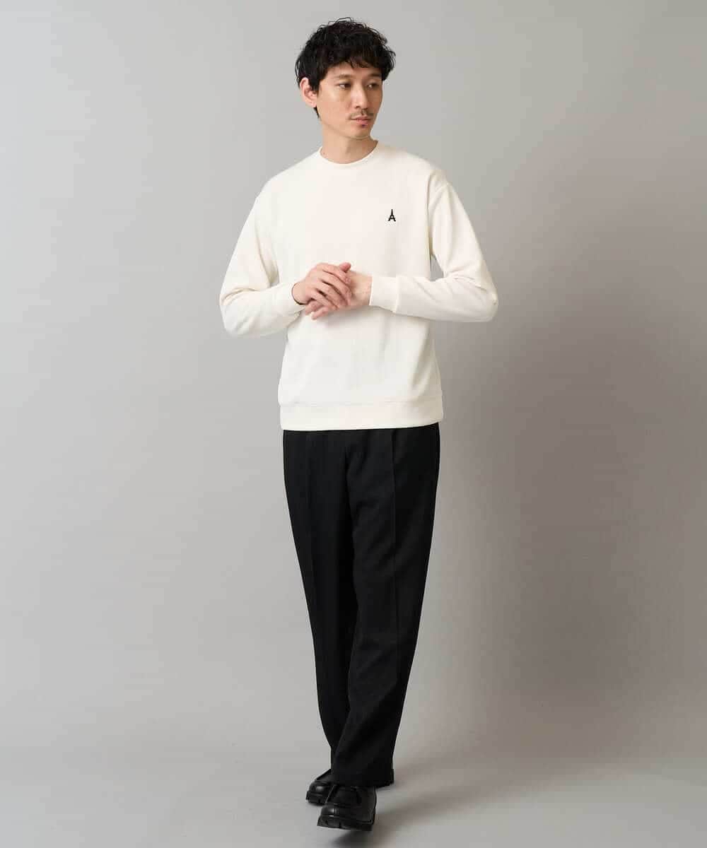 KHKLA44044 a.v.v MEN(アー・ヴェ・ヴェ) 【イージーケア/毛玉になりにくい】アゼダブルフェイスワンポイント刺繍プルオーバー ブラック
