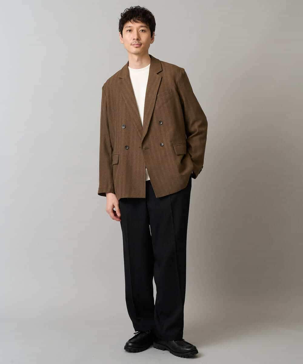 KHKLA44044 a.v.v MEN(アー・ヴェ・ヴェ) 【イージーケア/毛玉になりにくい】アゼダブルフェイスワンポイント刺繍プルオーバー ブラック