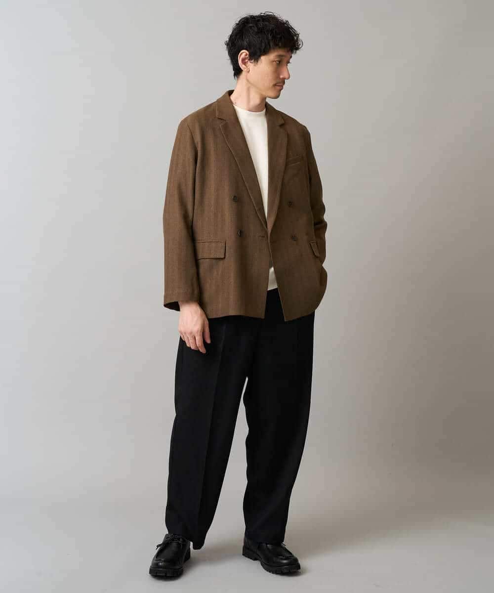 KHKLA44044 a.v.v MEN(アー・ヴェ・ヴェ) 【イージーケア/毛玉になりにくい】アゼダブルフェイスワンポイント刺繍プルオーバー ブラック