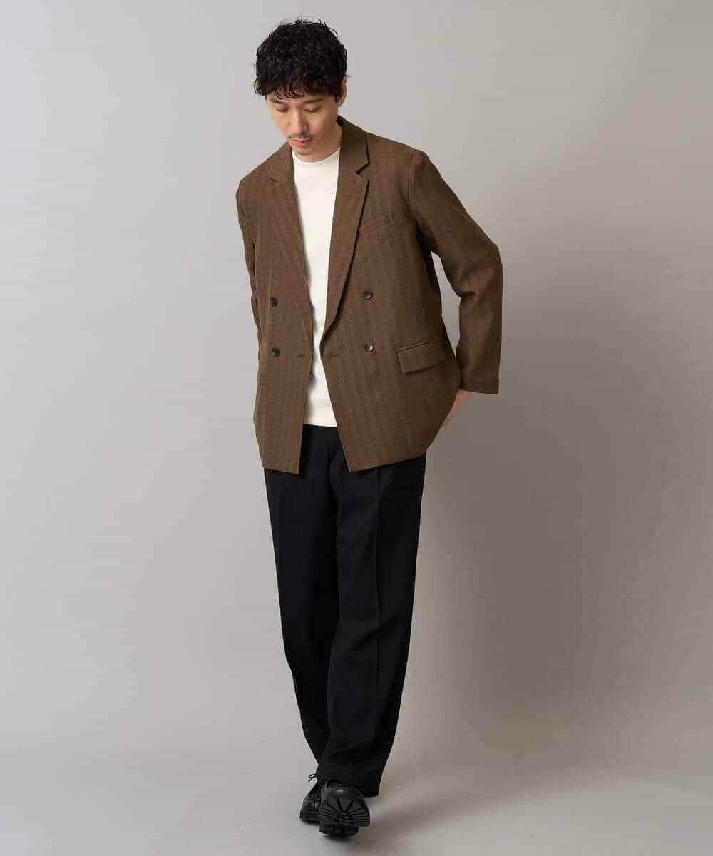 KHKLA44044 a.v.v MEN(アー・ヴェ・ヴェ) 【イージーケア/毛玉になりにくい】アゼダブルフェイスワンポイント刺繍プルオーバー ブラック