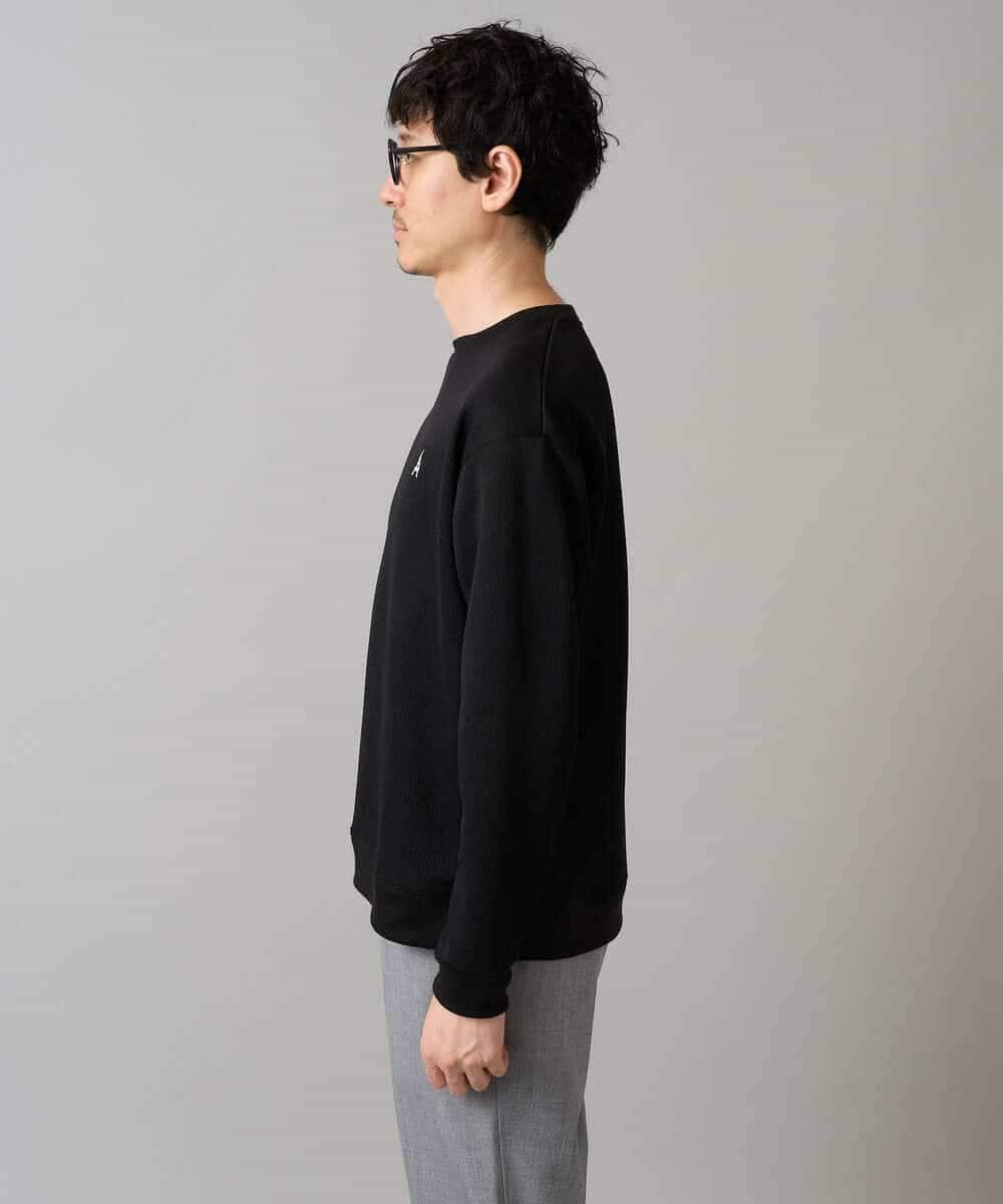 KHKLA44044 a.v.v MEN(アー・ヴェ・ヴェ) 【イージーケア/毛玉になりにくい】アゼダブルフェイスワンポイント刺繍プルオーバー ブラック