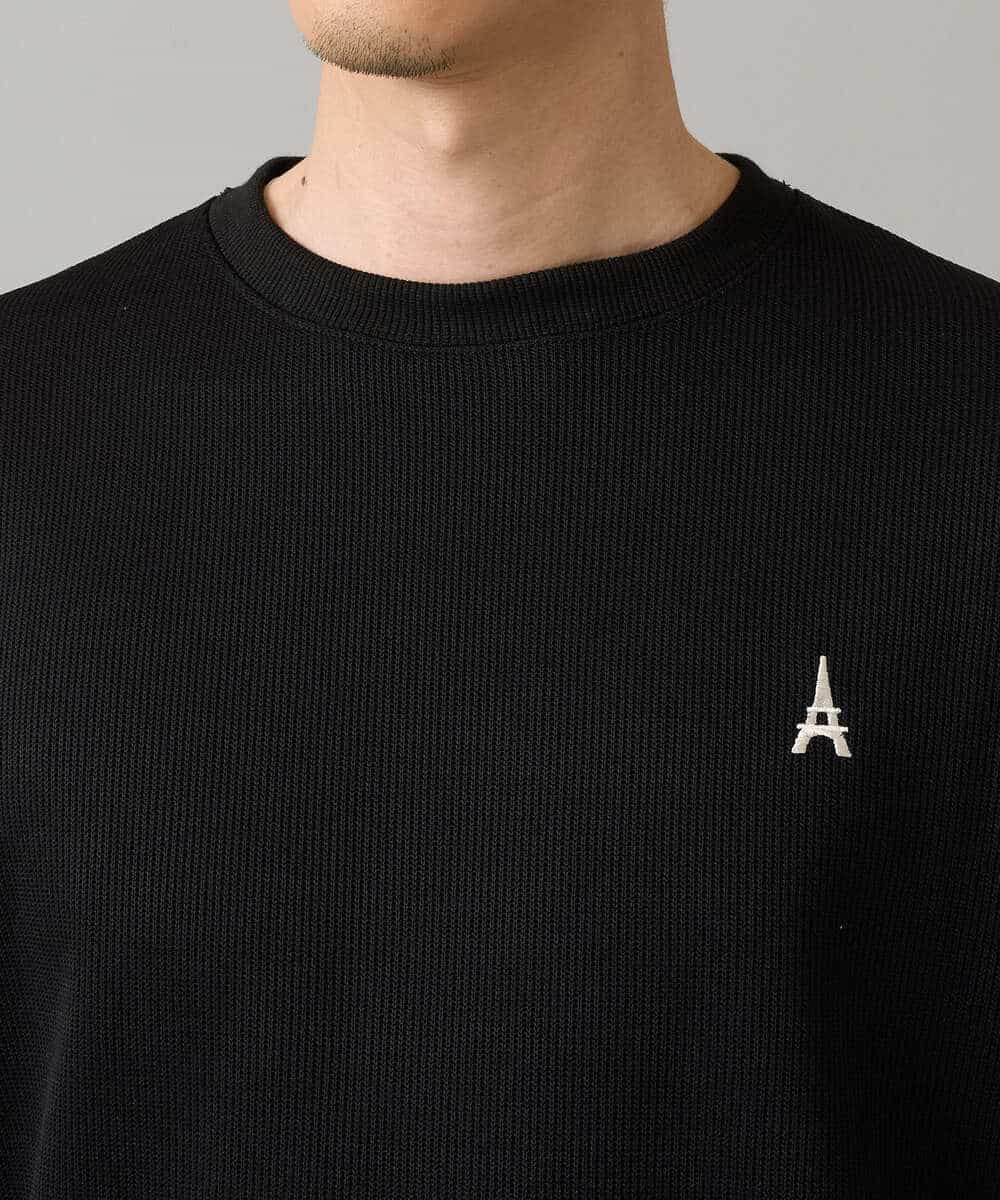 KHKLA44044 a.v.v MEN(アー・ヴェ・ヴェ) 【イージーケア/毛玉になりにくい】アゼダブルフェイスワンポイント刺繍プルオーバー ブラック