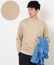 KHKLA46049 a.v.v MEN(アー・ヴェ・ヴェ) 【イージーケア/毛玉になりにくい】ツイルエンボスフェイクスエードプルオーバー【洗濯機で洗える】 ベージュ