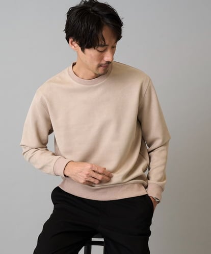 KHKLA46049 a.v.v MEN 【イージーケア/毛玉になりにくい】ツイルエンボスフェイクスエードプルオーバー【洗濯機で洗える】