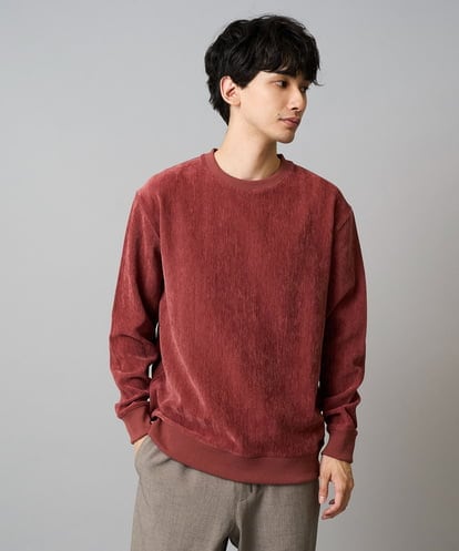 KHKLA48049 a.v.v MEN 【イージーケア/毛玉になりにくい】ヘリンボーン起毛セミワイドシルエットプルオーバー【洗濯機で洗える】