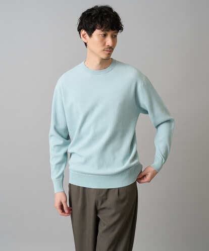 KHKLA48049 a.v.v MEN 【イージーケア/毛玉になりにくい】ヘリンボーン起毛セミワイドシルエットプルオーバー【洗濯機で洗える】