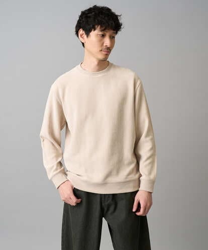 KHKLA48049 a.v.v MEN 【イージーケア/毛玉になりにくい】ヘリンボーン起毛セミワイドシルエットプルオーバー【洗濯機で洗える】