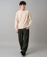 KHKLA48049 a.v.v MEN(アー・ヴェ・ヴェ) 【イージーケア/毛玉になりにくい】ヘリンボーン起毛セミワイドシルエットプルオーバー【洗濯機で洗える】 ダークグレー