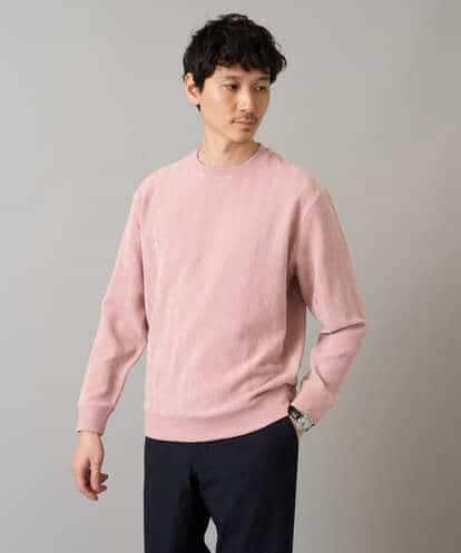 KHKLA48049 a.v.v MEN 【イージーケア/毛玉になりにくい】ヘリンボーン起毛セミワイドシルエットプルオーバー【洗濯機で洗える】