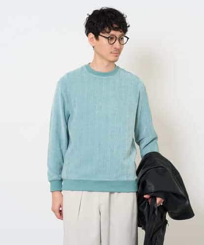 KHKLA48049 a.v.v MEN 【イージーケア/毛玉になりにくい】ヘリンボーン起毛セミワイドシルエットプルオーバー【洗濯機で洗える】