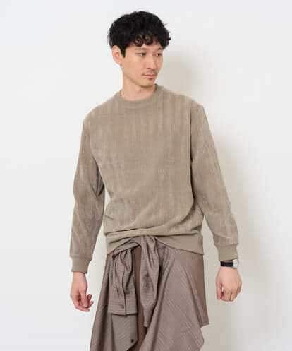 KHKLA48049 a.v.v MEN 【イージーケア/毛玉になりにくい】ヘリンボーン起毛セミワイドシルエットプルオーバー【洗濯機で洗える】
