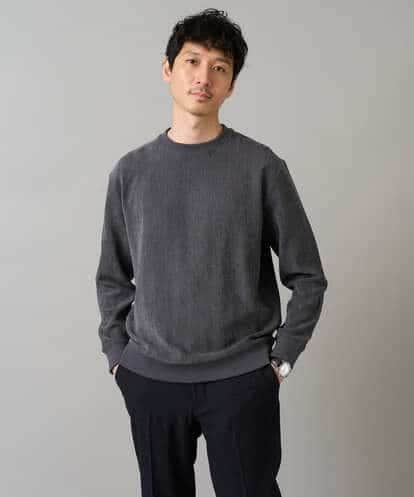 KHKLA48049 a.v.v MEN 【イージーケア/毛玉になりにくい】ヘリンボーン起毛セミワイドシルエットプルオーバー【洗濯機で洗える】