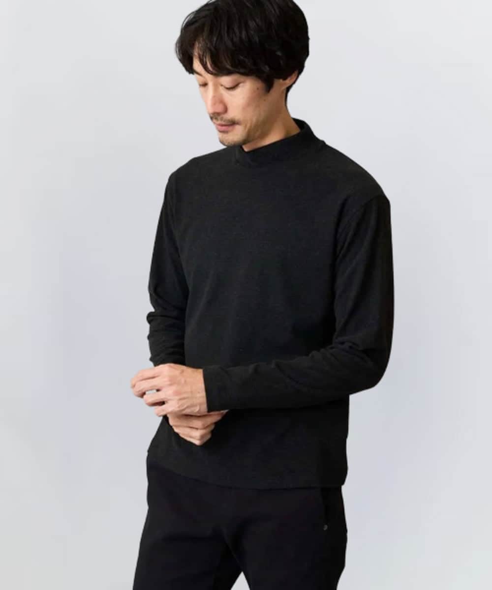 KHKLA67039 a.v.v MEN(アー・ヴェ・ヴェ) カチオンストレッチモックネックスＴシャツ〈ON/OFF SERIES〉 ブラック