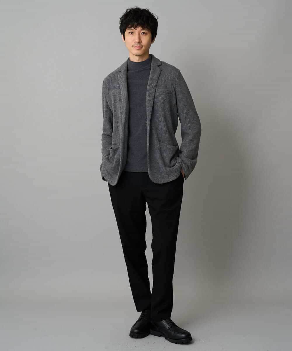 KHKLA67039 a.v.v MEN(アー・ヴェ・ヴェ) カチオンストレッチモックネックスＴシャツ〈ON/OFF SERIES〉 ダークグレー