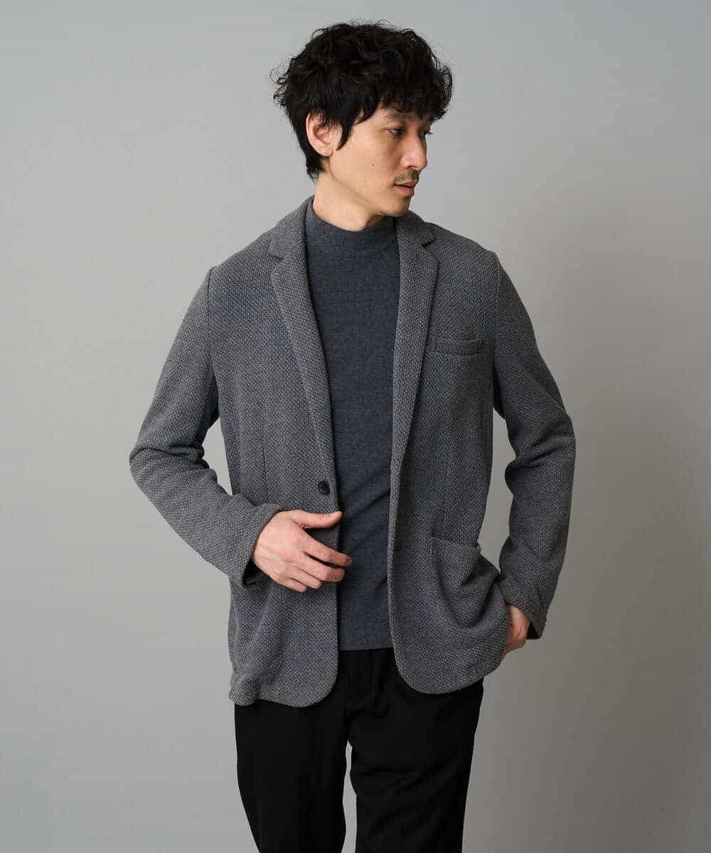 KHKLA67039 a.v.v MEN(アー・ヴェ・ヴェ) カチオンストレッチモックネックスＴシャツ〈ON/OFF SERIES〉 ダークグレー