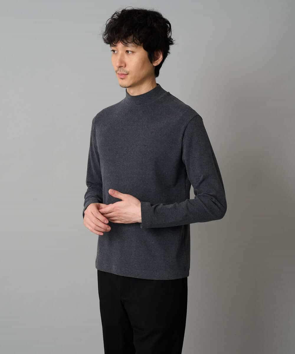 KHKLA67039 a.v.v MEN(アー・ヴェ・ヴェ) カチオンストレッチモックネックスＴシャツ〈ON/OFF SERIES〉 ダークグレー
