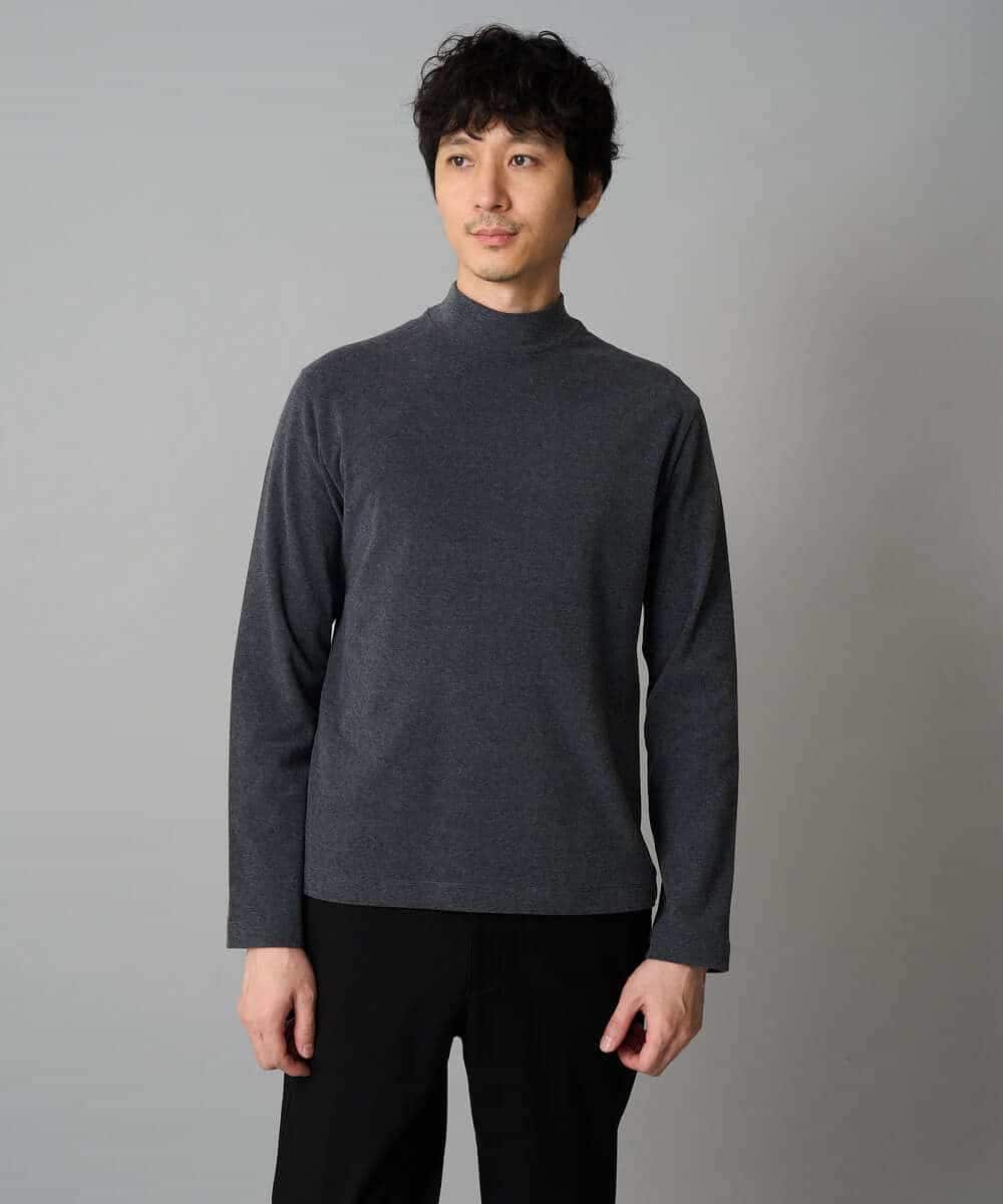 KHKLA67039 a.v.v MEN(アー・ヴェ・ヴェ) カチオンストレッチモックネックスＴシャツ〈ON/OFF SERIES〉 ダークグレー