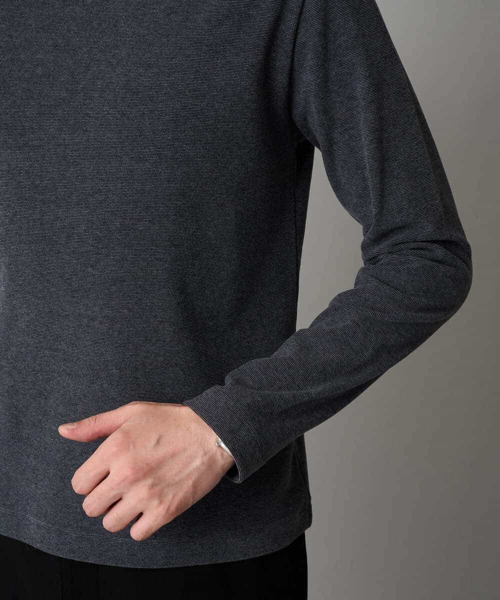 KHKLA67039 a.v.v MEN(アー・ヴェ・ヴェ) カチオンストレッチモックネックスＴシャツ〈ON/OFF SERIES〉 ダークグレー