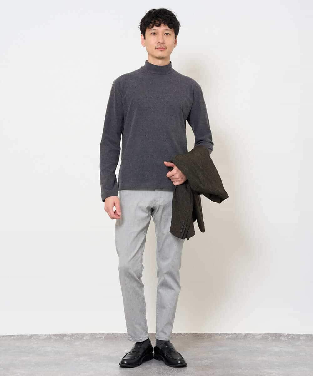 KHKLA67039 a.v.v MEN(アー・ヴェ・ヴェ) カチオンストレッチモックネックスＴシャツ〈ON/OFF SERIES〉 ブラック