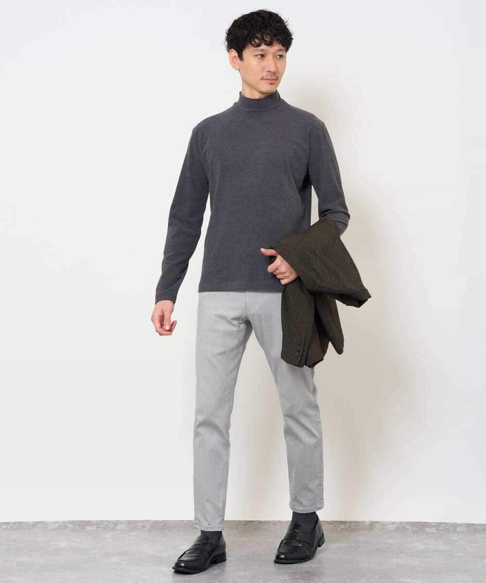 KHKLA67039 a.v.v MEN(アー・ヴェ・ヴェ) カチオンストレッチモックネックスＴシャツ〈ON/OFF SERIES〉 ブラック