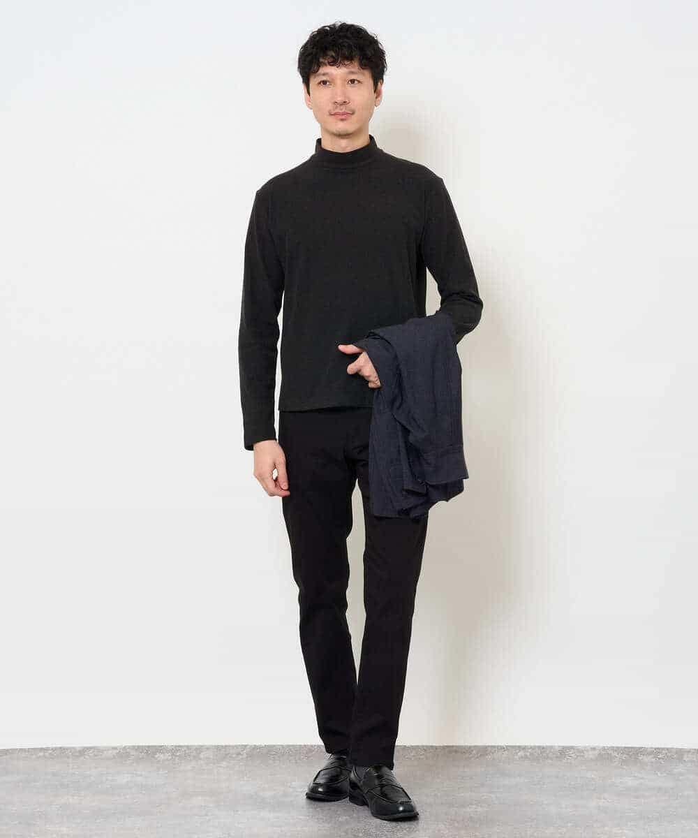 KHKLA67039 a.v.v MEN(アー・ヴェ・ヴェ) カチオンストレッチモックネックスＴシャツ〈ON/OFF SERIES〉 ブラック