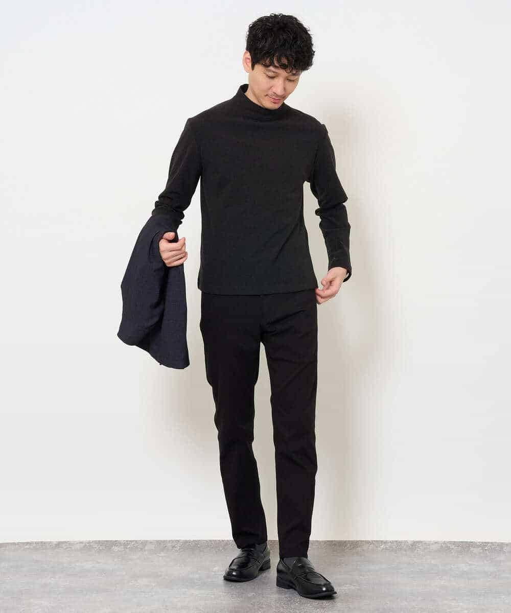 KHKLA67039 a.v.v MEN(アー・ヴェ・ヴェ) カチオンストレッチモックネックスＴシャツ〈ON/OFF SERIES〉 ブラック