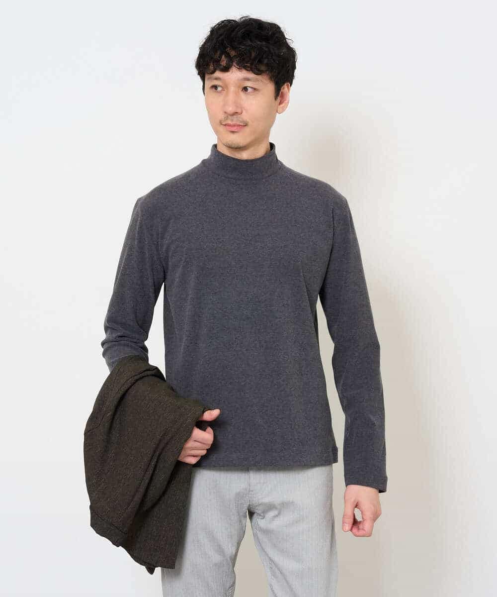 KHKLA67039 a.v.v MEN(アー・ヴェ・ヴェ) カチオンストレッチモックネックスＴシャツ〈ON/OFF SERIES〉 ブラック