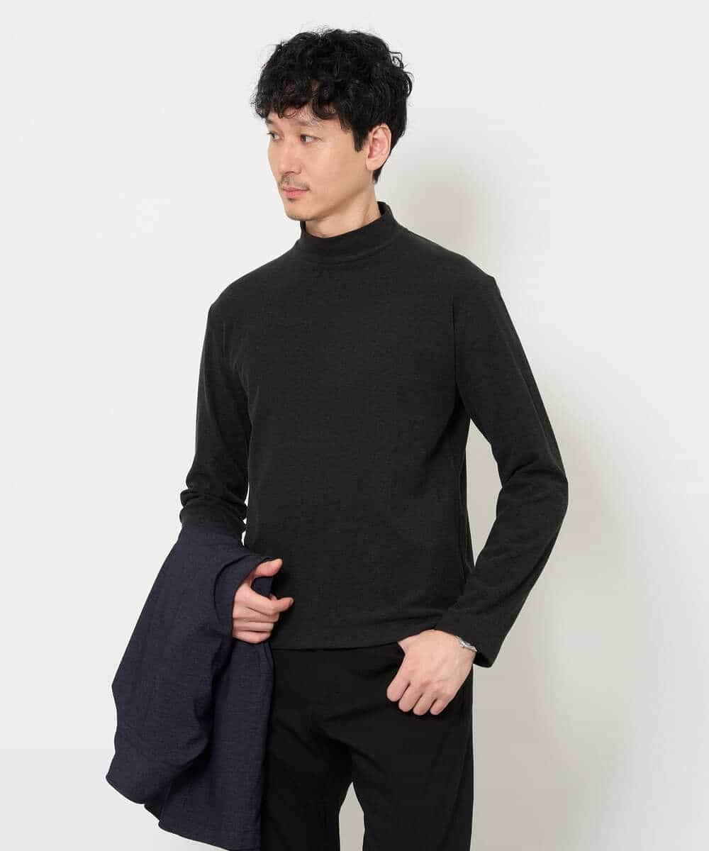 KHKLA67039 a.v.v MEN(アー・ヴェ・ヴェ) カチオンストレッチモックネックスＴシャツ〈ON/OFF SERIES〉 ブラック
