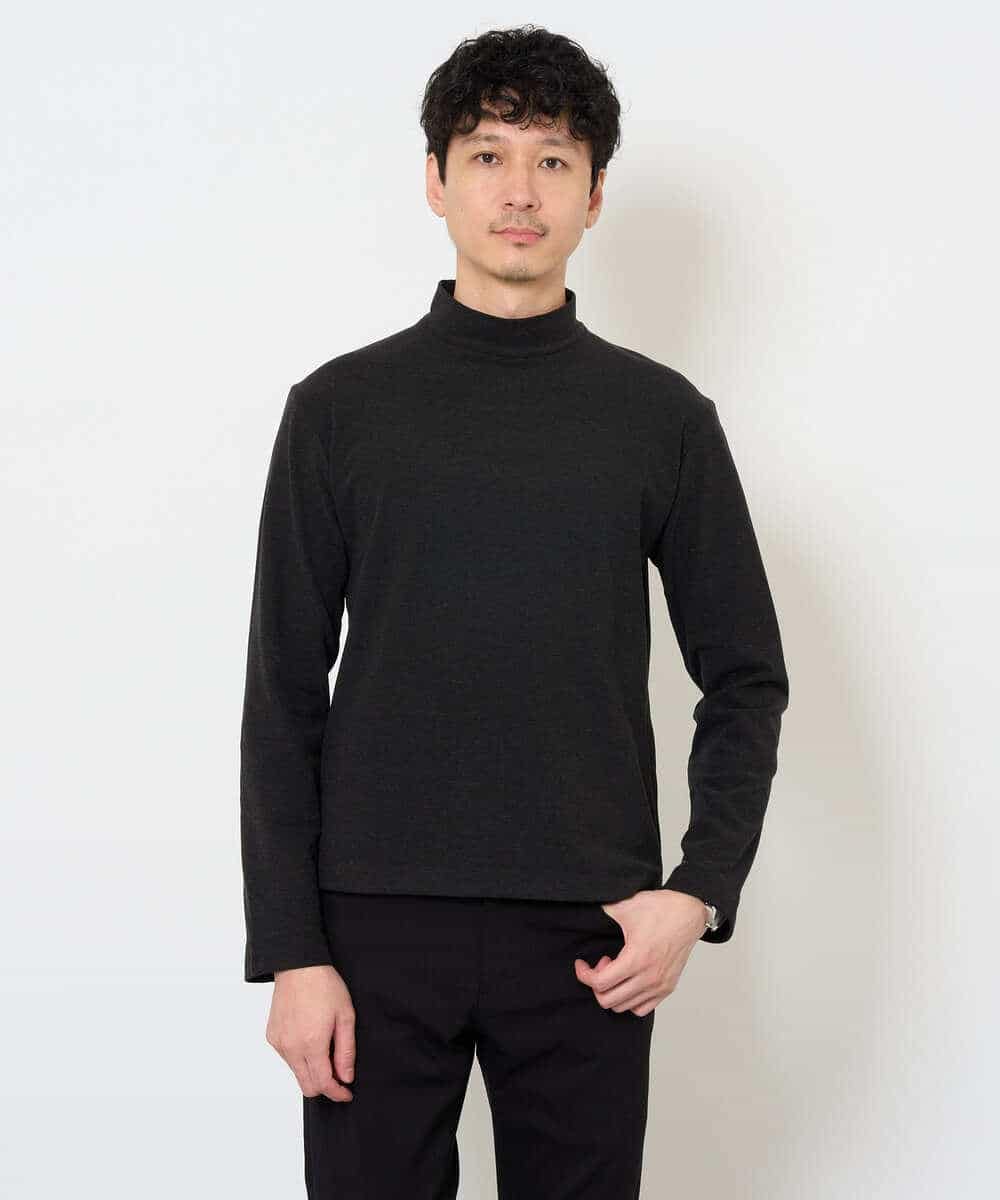 KHKLA67039 a.v.v MEN(アー・ヴェ・ヴェ) カチオンストレッチモックネックスＴシャツ〈ON/OFF SERIES〉 ブラック