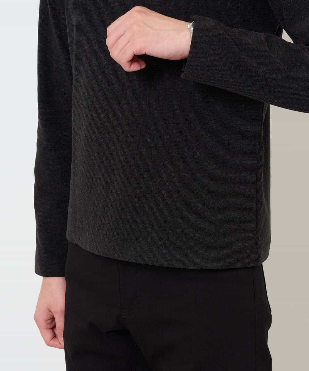 KHKLA67039 a.v.v MEN(アー・ヴェ・ヴェ) カチオンストレッチモックネックスＴシャツ〈ON/OFF SERIES〉 ブラック