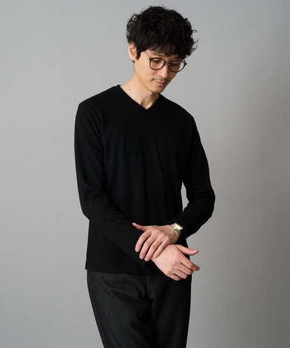 KHKLA77044 a.v.v MEN 【イージーケア/洗濯機で洗える】アゼダブルフェイスVネックTシャツ 通勤/ビジネス/ジャケット〈ON/OFF SERIES〉