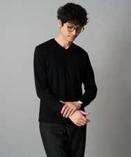 KHKLA77044 a.v.v MEN(アー・ヴェ・ヴェ) 【イージーケア/洗濯機で洗える】アゼダブルフェイスVネックＴシャツ　通勤/ビジネス/ジャケット〈ON/OFF SERIES〉 ブラック