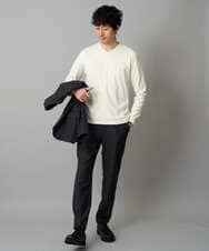 KHKLA77044 a.v.v MEN(アー・ヴェ・ヴェ) 【イージーケア/洗濯機で洗える】アゼダブルフェイスVネックＴシャツ　通勤/ビジネス/ジャケット〈ON/OFF SERIES〉 ブラック