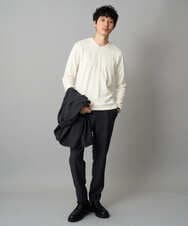 KHKLA77044 a.v.v MEN(アー・ヴェ・ヴェ) 【イージーケア/洗濯機で洗える】アゼダブルフェイスVネックＴシャツ　通勤/ビジネス/ジャケット〈ON/OFF SERIES〉 ブラック