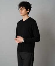 KHKLA77044 a.v.v MEN(アー・ヴェ・ヴェ) 【イージーケア/洗濯機で洗える】アゼダブルフェイスVネックＴシャツ　通勤/ビジネス/ジャケット〈ON/OFF SERIES〉 ブラック