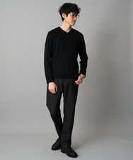 KHKLA77044 a.v.v MEN(アー・ヴェ・ヴェ) 【イージーケア/洗濯機で洗える】アゼダブルフェイスVネックＴシャツ　通勤/ビジネス/ジャケット〈ON/OFF SERIES〉 ブラック