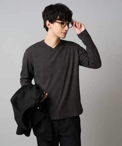 KHKLA77044 a.v.v MEN 【イージーケア/洗濯機で洗える】アゼダブルフェイスVネックスマートＴシャツ　通勤/ビジネス/ジャケット