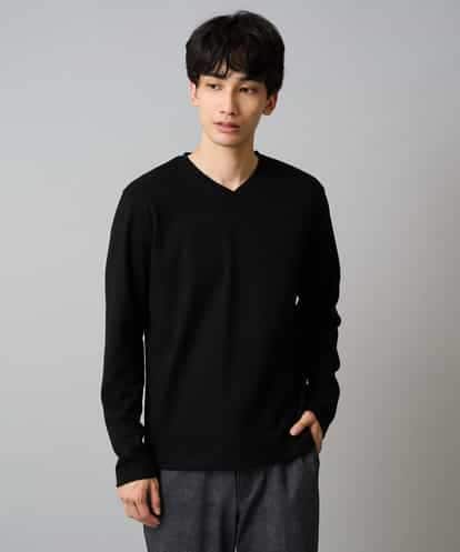KHKLA77044 a.v.v MEN 【イージーケア/洗濯機で洗える】アゼダブルフェイスVネックスマートＴシャツ　通勤/ビジネス/ジャケット