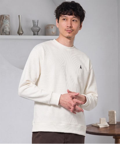 KHKLD44044 a.v.v MEN ＼秋の大人気カットソー／ スラブメランジ１ポイントシシュウプルオーバー【イージーケア/洗濯機で洗える】