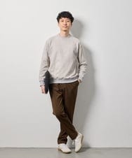 KHKLD46049 a.v.v MEN(アー・ヴェ・ヴェ) 【イージーケア/洗濯機で洗える/ストレッチ】ヘリンボーンエンボスフェイクスエードプルオーバー ブルー