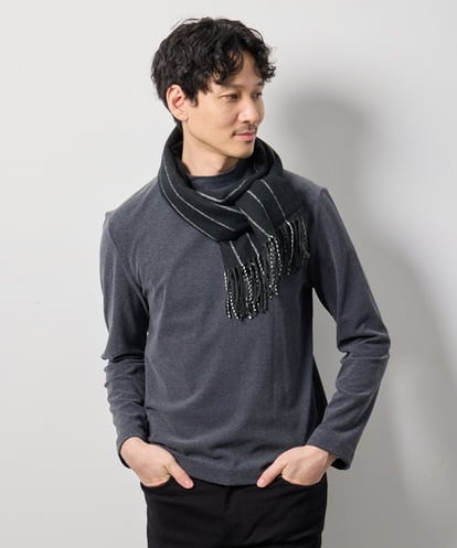 KHKLD67039 a.v.v MEN 【スマート/イージーケア/洗濯機で洗える】カチオンストレッチモックネックスマートＴシャツ