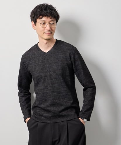 KHKLD79049 a.v.v MEN 【スマート/イージーケア/洗濯機で洗える】スラブメランジＶネックスマートＴシャツ