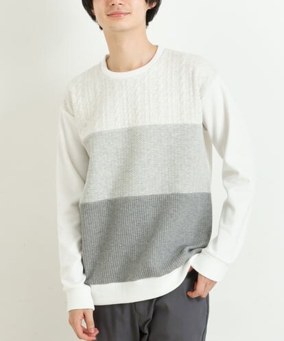 KHKLP20044 a.v.v MEN 【S-XXL】フクレジャカード切替カットソー