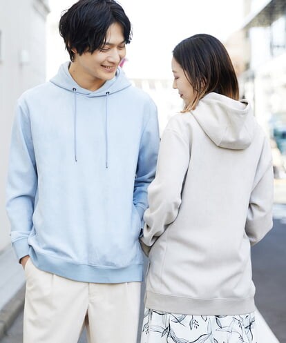 KHKLP47054 a.v.v MEN 【ユニセックス/S-XXL】フェイクスエードプルオーバーパーカー