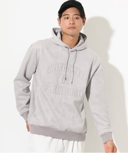 KHKLS50059 a.v.v MEN フェイクスエードエンボスロゴパーカー