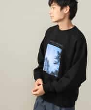 KHKLV30054 a.v.v MEN(アー・ヴェ・ヴェ) 【HIDEYUKI SUTO×a.v.vコラボ】フォトプリントワイドシルエットスウェット ブラック