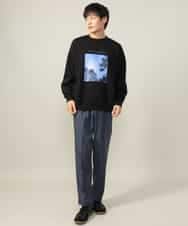 KHKLV30054 a.v.v MEN(アー・ヴェ・ヴェ) 【HIDEYUKI SUTO×a.v.vコラボ】フォトプリントワイドシルエットスウェット ブラック