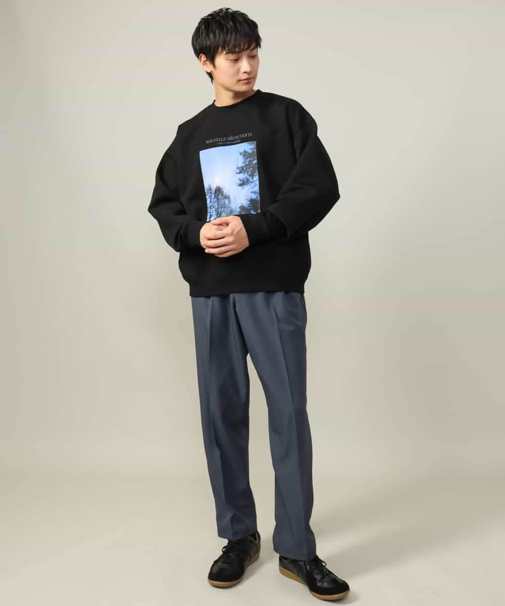 KHKLV30054 a.v.v MEN(アー・ヴェ・ヴェ) 【HIDEYUKI SUTO×a.v.vコラボ】フォトプリントワイドシルエットスウェット ブラック