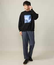 KHKLV30054 a.v.v MEN(アー・ヴェ・ヴェ) 【HIDEYUKI SUTO×a.v.vコラボ】フォトプリントワイドシルエットスウェット ブラック