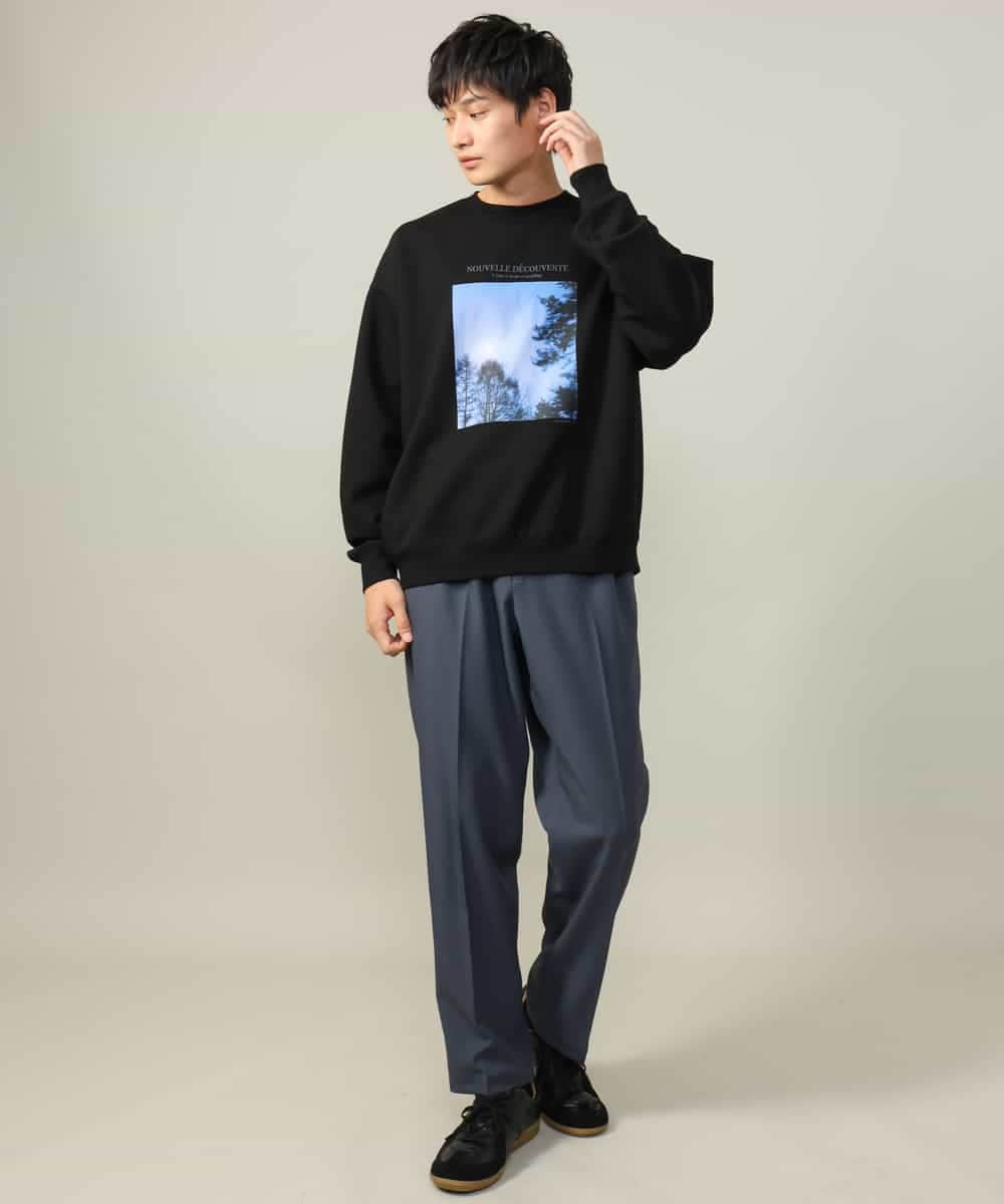 KHKLV30054 a.v.v MEN(アー・ヴェ・ヴェ) 【HIDEYUKI SUTO×a.v.vコラボ】フォトプリントワイドシルエットスウェット ブラック